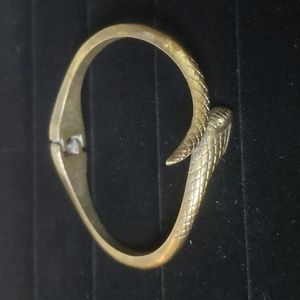 Vintage Gold Toned Hinged Snake Bangle